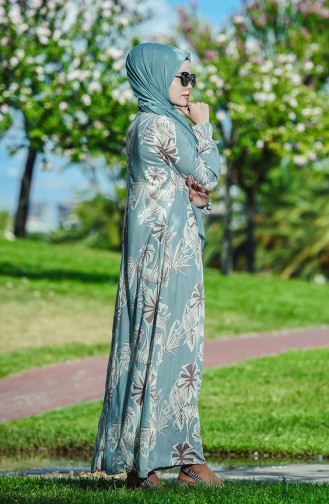 Blau Hijab Kleider 8001-03