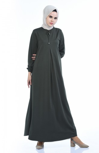 Khaki Hijab Dress 8380-06