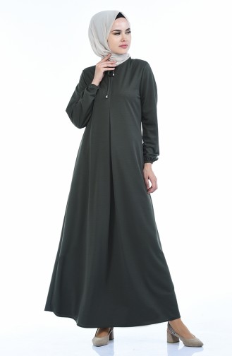 Khaki Hijab Dress 8380-06