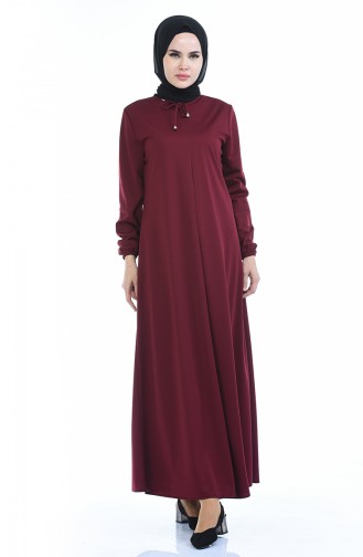 Claret Red Hijab Dress 8380-07