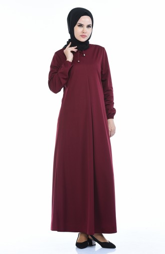 Robe Plissée Manches élastique 8380-07 Bordeaux 8380-07