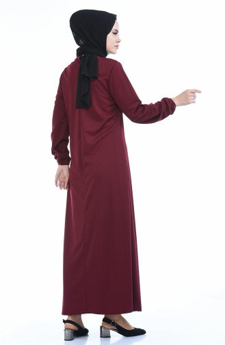 Claret Red Hijab Dress 8380-07