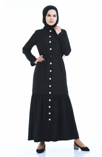 Geknöpftes Kleid 1010-02 Schwarz 1010-02