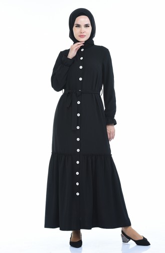 Geknöpftes Kleid 1010-02 Schwarz 1010-02