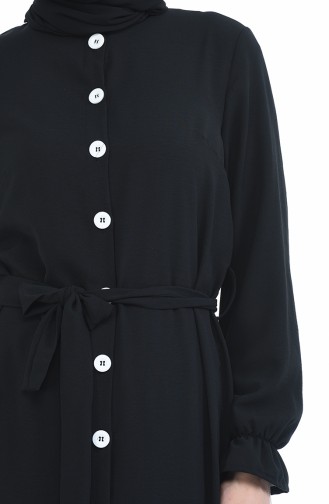 Boydan Düğmeli Elbise 1010-02 Siyah