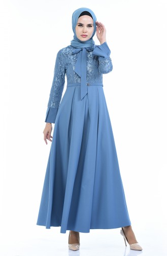 Lace Pearl Dress 9439-01 Indigo 9439-01