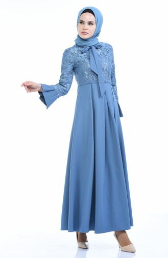 Perlen Kleid mit Spitze  9439-01 Indigo 9439-01