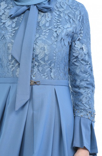 Lace Pearl Dress 9439-01 Indigo 9439-01