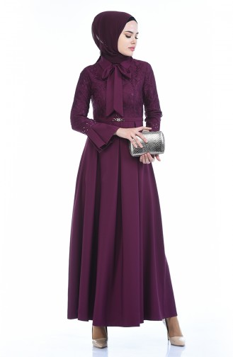 Plum Hijab Dress 9439-02