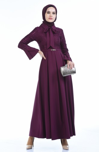 Plum Hijab Dress 9439-02