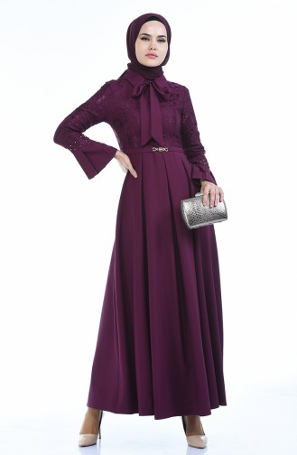 Robe Perlées a Dentelle 9439-02 Plum 9439-02