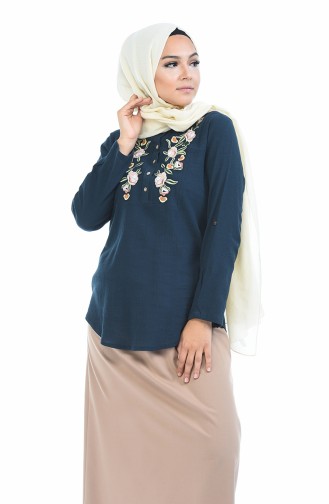 Oil Blue Blouse 21205-03