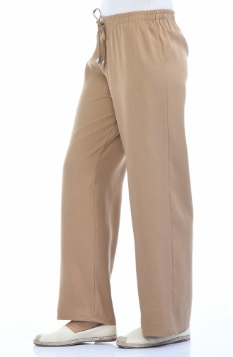 Waist Elastic linen Trousers 2086-04 Camel 2086-04
