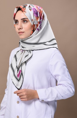 Çiçek Desenli Rayon Eşarp 2339-07 Siyah Açık Mint Yeşili