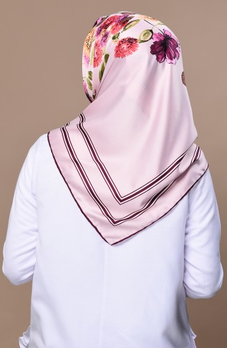 Çiçek Desenli Rayon Eşarp 2339-09 Mürdüm Pudra