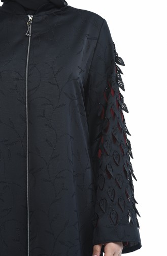 Grosse Grösse Laserschneiden Abaya 3022B-02 Schwarz Ziegelrot 3022B-02