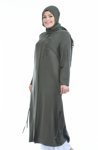 Abaya Tensel a Fermeture Grande Taille 0365-01 Vert 0365-01