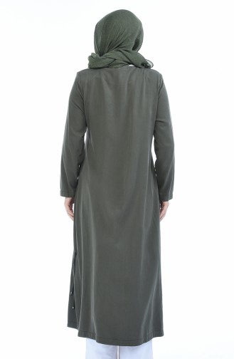 Abaya Tensel a Fermeture Grande Taille 0365-01 Vert 0365-01