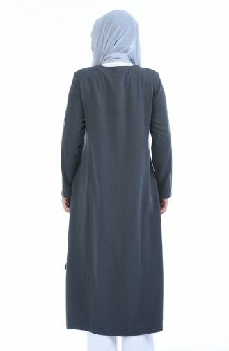 Grosse Grösse Sinnlich Abaya mit Reissverschluss 0365-03 Rauchgrau 0365-03