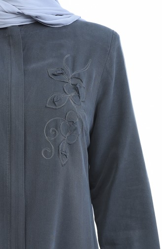 Grosse Grösse Sinnlich Abaya mit Reissverschluss 0365-03 Rauchgrau 0365-03