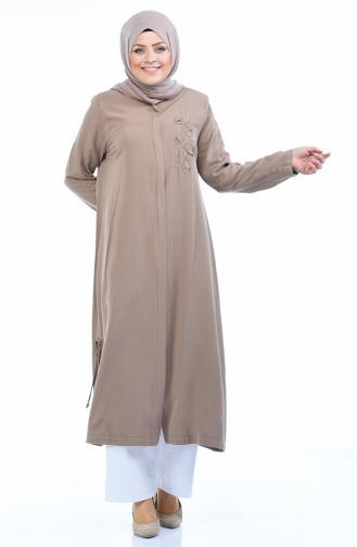 Abaya Tensel a Fermeture Grande Taille 0365-04 Vison 0365-04