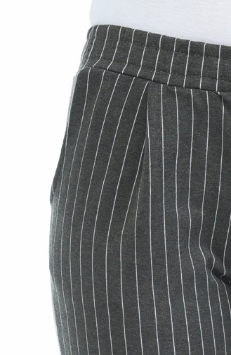 Çizgili Düz Paça Pantolon 1011-09 Koyu Haki