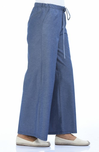 Pantalon élastique Large 0253-01 Bleu marine 0253-01