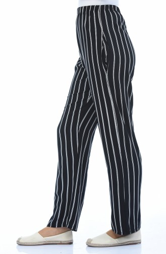 Pantalon Large a Rayures 1051-01 Noir 1051-01