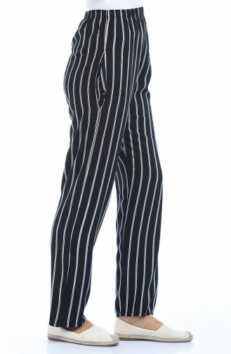 Pantalon Large a Rayures 1051-01 Noir 1051-01