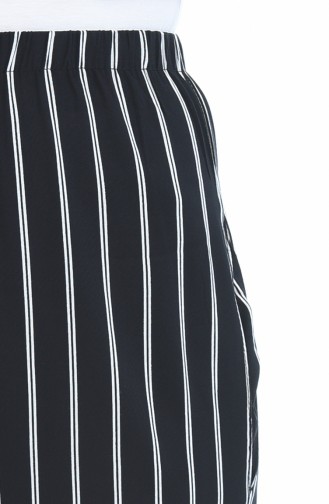 Çizgili Yazlık Bol Paça Pantolon 1051-01 Siyah