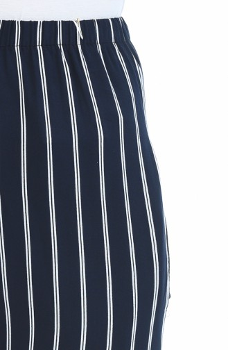 Pantalon Large a Rayures 1051-02 Bleu Marine 1051-02