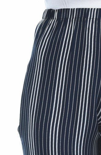 Pantalon Large a Rayures 1051B-01 Bleu Marine 1051B-01