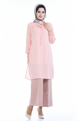 Hidden Zipper wide-leg Trousers 0893-04 Dry Rose 0893-04