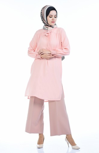 Hidden Zipper wide-leg Trousers 0893-04 Dry Rose 0893-04