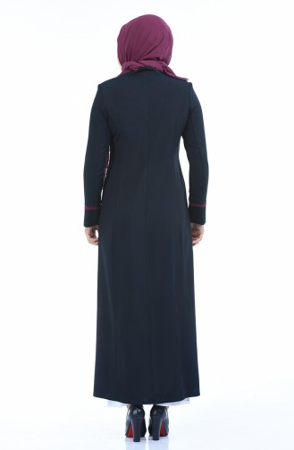 Grosse Grösse Hijab Mantel mit versteckter Knopf 3181-02 Dunkelblau 3181-02
