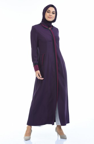 Grosse Grösse Hijab Mantel mit versteckter Knopf 3181A-01 Violett 3181A-01
