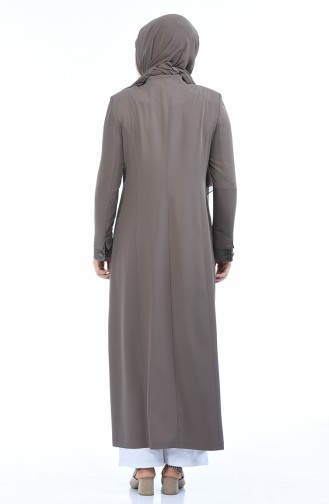 Leinen Hijab Mantel mit Versteckte Knopf  5100A-02 Nerz 5100A-02