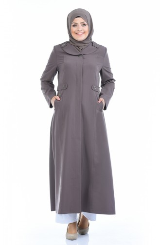 Grosse Grösse Leinen Hijab Mantel mit Tasche 5102-02 Nerz 5102-02