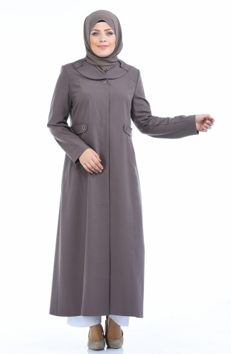 Grosse Grösse Leinen Hijab Mantel mit Tasche 5102-02 Nerz 5102-02