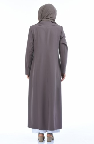 Grosse Grösse Leinen Hijab Mantel mit Tasche 5102-02 Nerz 5102-02
