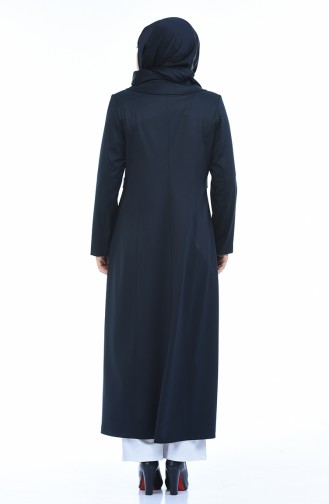 Grosse Grösse Leinen Hijab Mantel mit Tasche  5102-03 Dunkelblau 5102-03