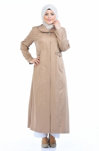 Grosse Grösse Leinen Hijab Mantel mit Tasche 5102A-01 Senf 5102A-01