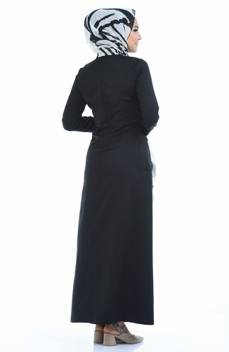 Schwarz Hijab Kleider 4275-02