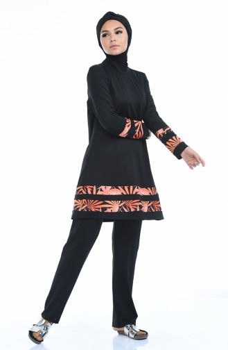 Patchwork Hijab Badeanzug 1973-01 Schwarz 1973-01