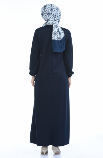 Navy Blue İslamitische Jurk 0103-06