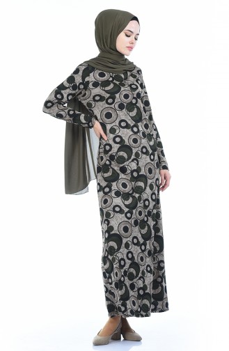 Khaki Hijab Dress 8836-01