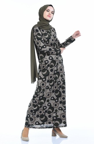 Khaki Hijab Dress 8836-01