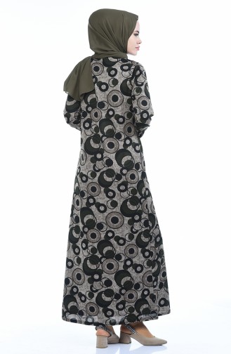 Khaki Hijab Dress 8836-01