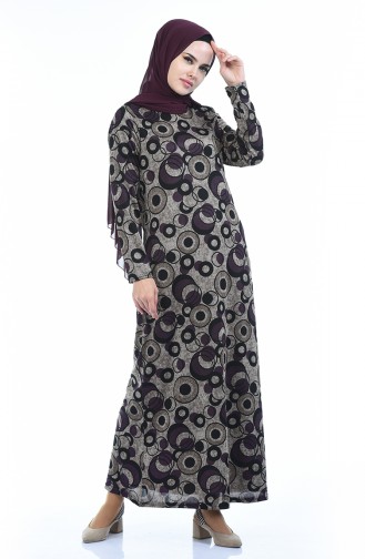 Robe a Motifs 8836-02 Vison Pourpre 8836-02