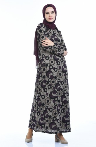 Gemustertes Kleid  8836-02 Nerz Lila 8836-02